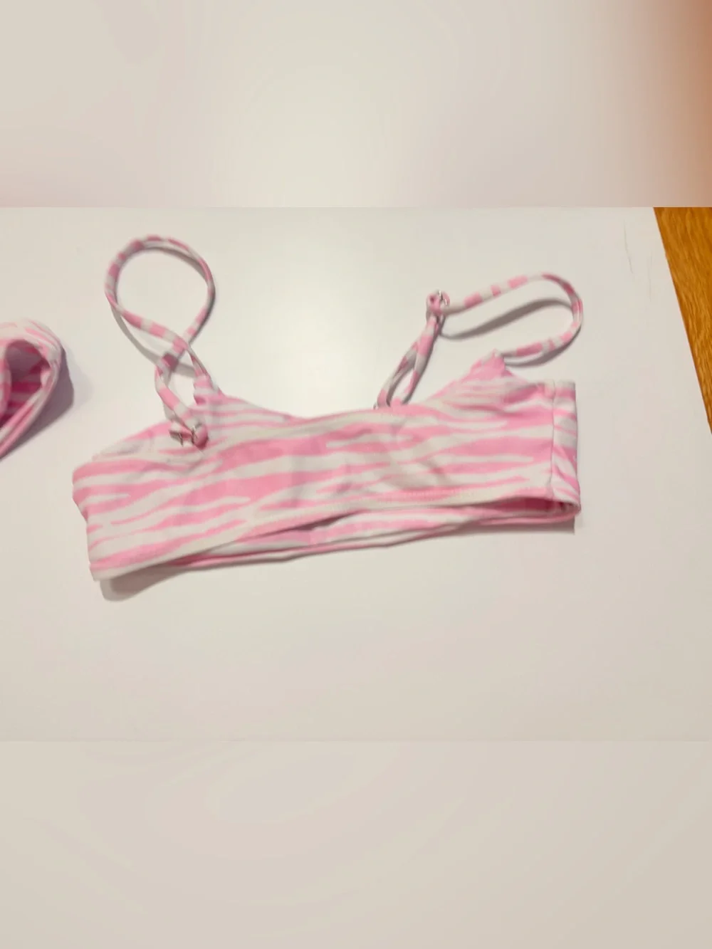 Source Unknown Pink and White Zebra Print Bikini Set